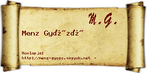 Menz Győző névjegykártya